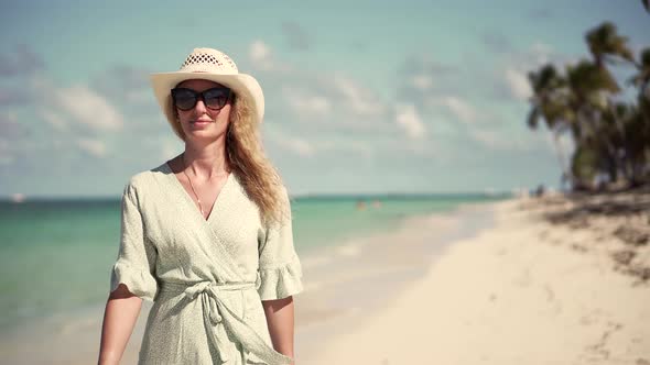 Sea White Sand Turquoise Water Caribbean Coast in Tulum Mexico. Tropical Beach Caribbean Sea.