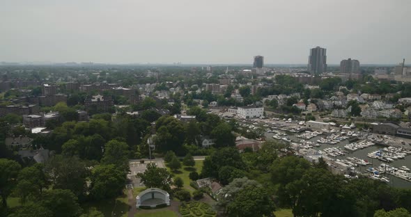 Aerial View of a Marina and New Rochelle New York