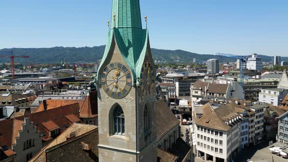 Fraumunster Cathedral in the City of Zurich in Switzerland