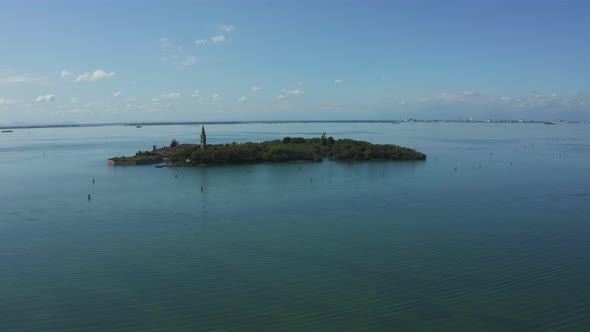 Aerial View of the Plagued Ghost Island Near Venice Italy