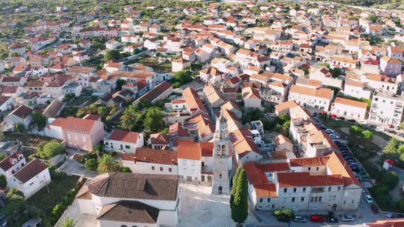 Aerial View of Vela Luka Town on Korcula Island Croatia