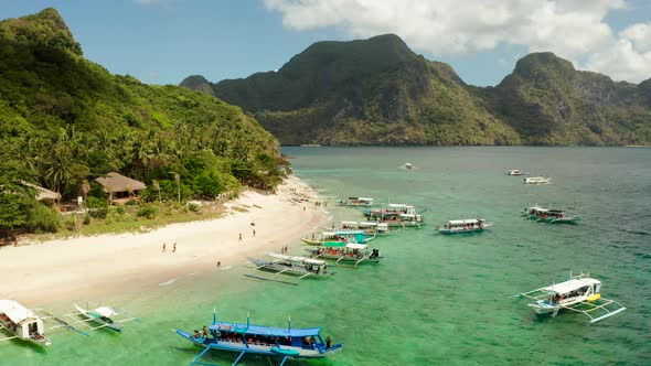 Tropical Island with Sandy Beach. El Nido, Philippines