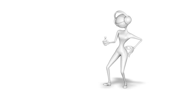 3D Woman Dance  Looped on White