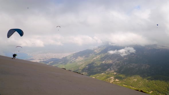 Babadak Mountain Jump with a Paraglider and Flight Over the Sea and Mountains
