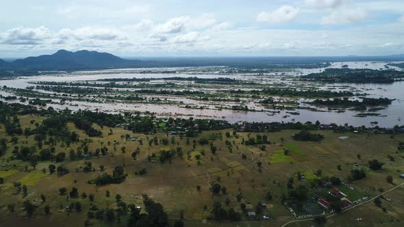 The 4.000 islands near Don Det in southern Laos seen from the sky