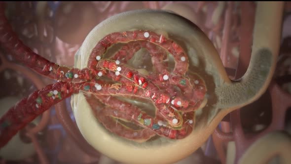 3D Animation alveoli blood and oxygen