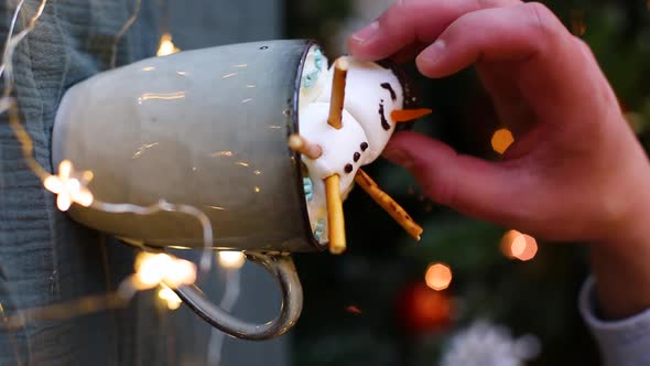 Hot Chocolate Mug with Melted Marshmallow Snowman