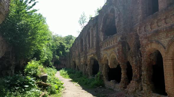 Drone Footage of Tarakaniv Fort Fortress Ruins Ukraine