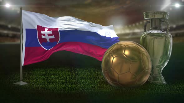 Slovakia Flag with Football And Cup Background Loop