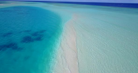 Natural aerial abstract view of a sandy white paradise beach and aqua turquoise water background in 