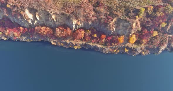 Drone View of the Quarries on a Sunny Autumn Day Beautiful Fascinating Landscape