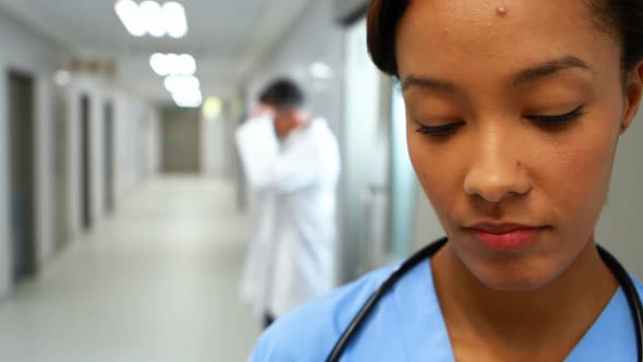 Female doctor working in a hospital