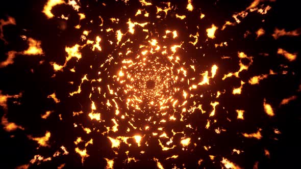 Abstract Burning Fire Spark Particles Tunnel 4K 01