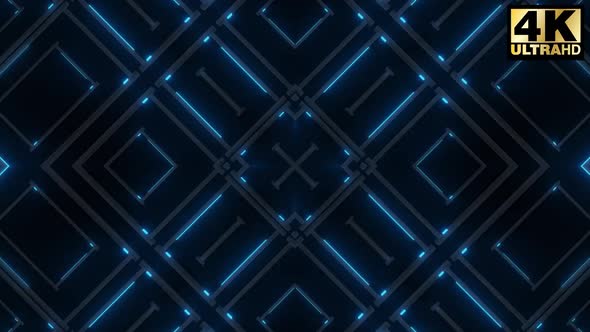 6 Abstract Neon Blue Shapes Vj Loop Pack 4k
