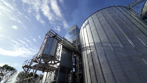 Grain elevators for drying seeds. Modern grain terminal.