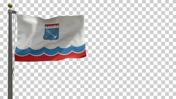 Leningrad Oblast Flag (Russia) on Flagpole with Alpha Channel - 4K