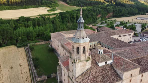 Aerial View of Famous Monastery of Yuso in San Millan De La Cogolla La Rioja Spain