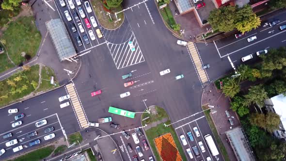 View of the Intersection with Cars From Above.