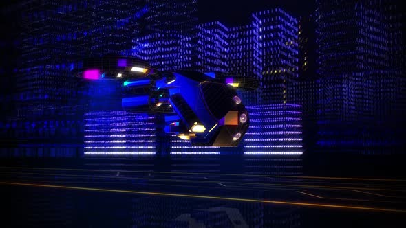 High-Speed Chrome Drone is Rapidly Flying Through the Virtual Space.3D Animation alt