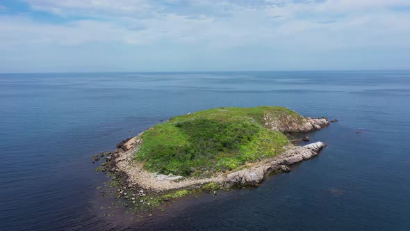 Aerial view to a island in sea