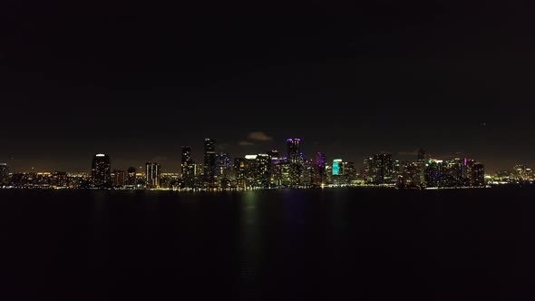 Night landscape of Miami Bay at downtown Miami Florida United States