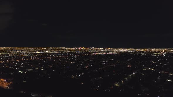 City of Las Vegas at Night. Nevada, USA. Aerial View