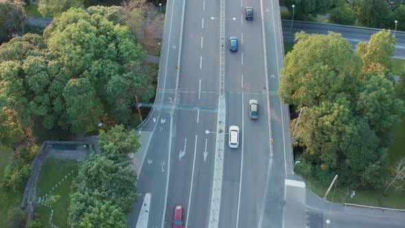 Cars driving over a Västerbron bridge in Stockholm, Sweden