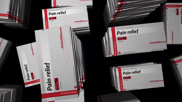 Pain relief and painkiller tablets pack loop animation