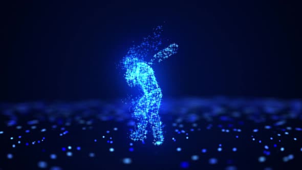 Baseball player glowing made of stars appearing in and out 360 shot