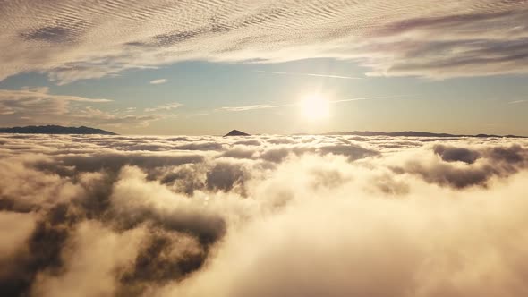 Golden Sunrise in Misty Mountain Heaven Nature