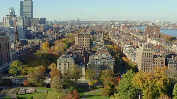 Panning south over Boston Common and Back Bay