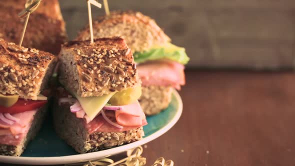 Fresh sub sandwich on multigrain bread.