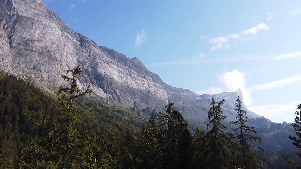 Nice panning view of mountains in the Alps in autumn. Shot in the French Alps: Pointe de Platé, Tête