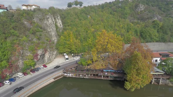 Aerial view of hills along the Miljacka River