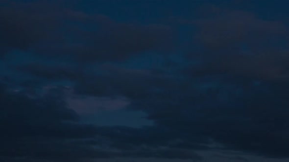 Rainy Clouds At Sunset, Time Lapse, Winter Evening