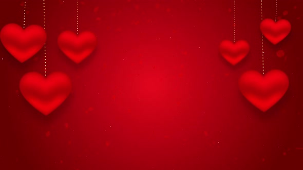 Valentine Day Love Red Heart Particle Falling Background
