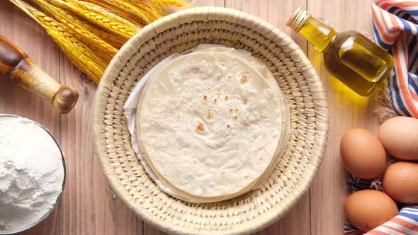 Homemade Roti Chapati on Table