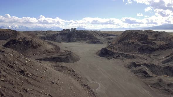A drone captures images of the Geneva Steel slag heap in Vineyard, Utah, currently under remediation
