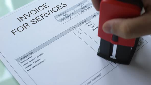 Invoice for Service Past Due, Stamping Seal on Commercial Document, Business