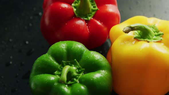 Colorful Bell Peppers in Drops