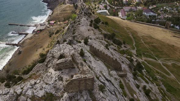 Beautiful Ruins of the Sudak Fortress and Mount Fortress on the Black Sea Coast