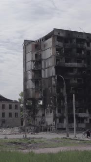 Vertical Video of a House Destroyed By the War in Ukraine