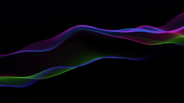 New Technology Digital Particle Wave Motion On Black Background