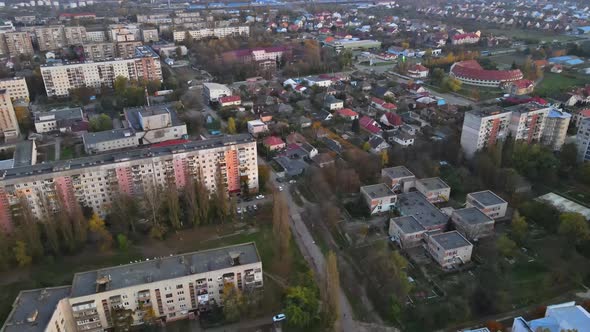 Aerial Panorama View From of Roof Historic Old City Uzhhorod in Transcarpathia