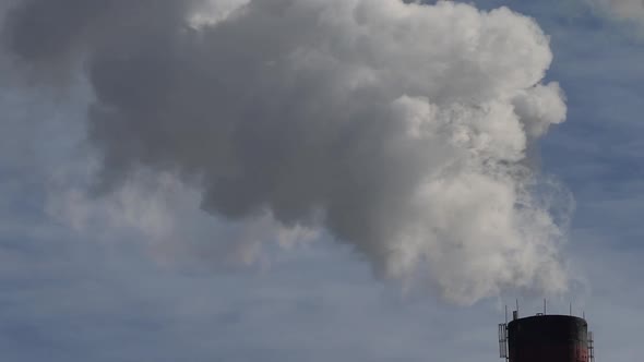 Smoke Comes From the Chimney. Air Pollution. Slow Motion. Ecology. Kyiv. Ukraine