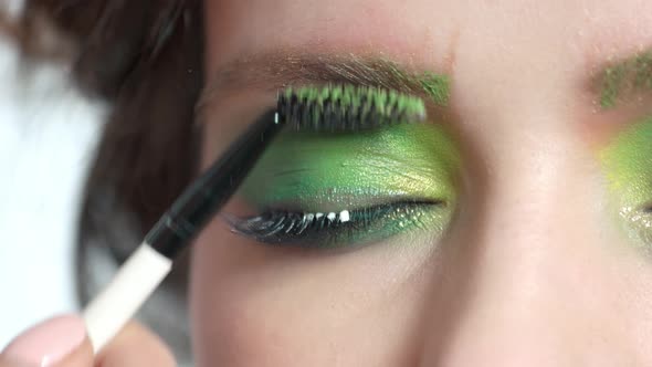 Brush Applying Makeup Close Up.