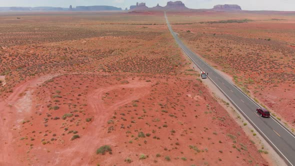 Road to the Monument Valley Aerial View From Drone