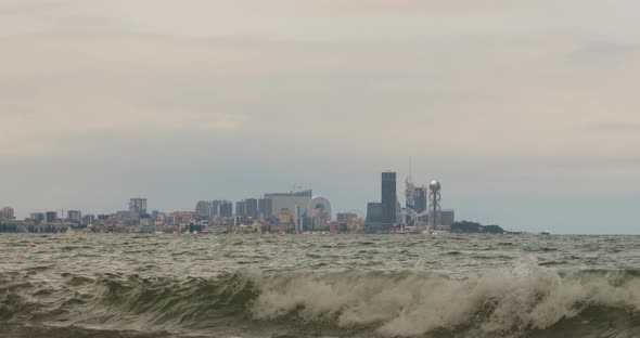 Amazing timelapse of Batumi city skyline. day to night time lapse of Batumi