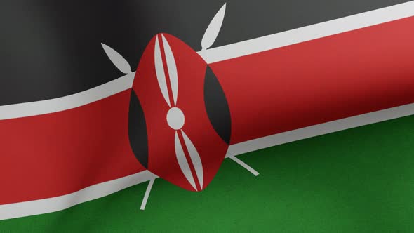 National Flag of Kenya Waving Original Size and Colors 3D Render Republic of Kenya Flag Textile with