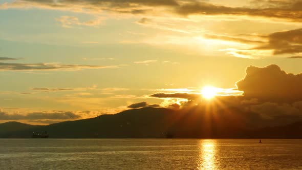 Sunset Mountain and Ocean Time Lapse